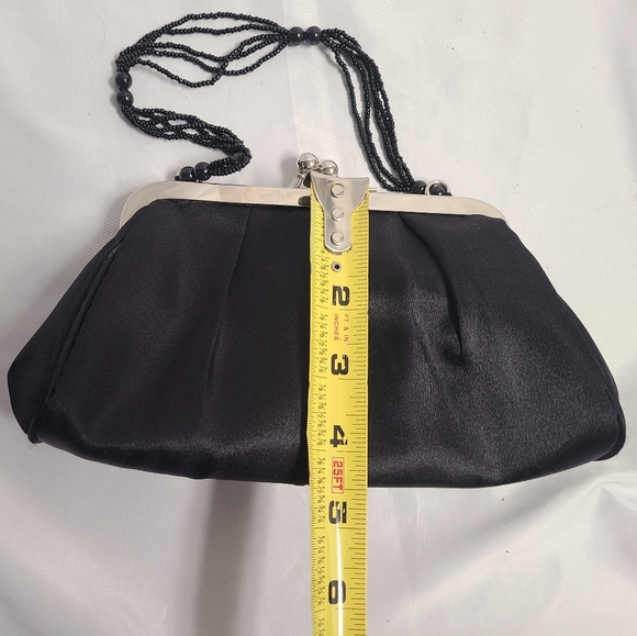Like New Used Once Claires Black Satin Evening Clutch Bag - Picture 8 of 12